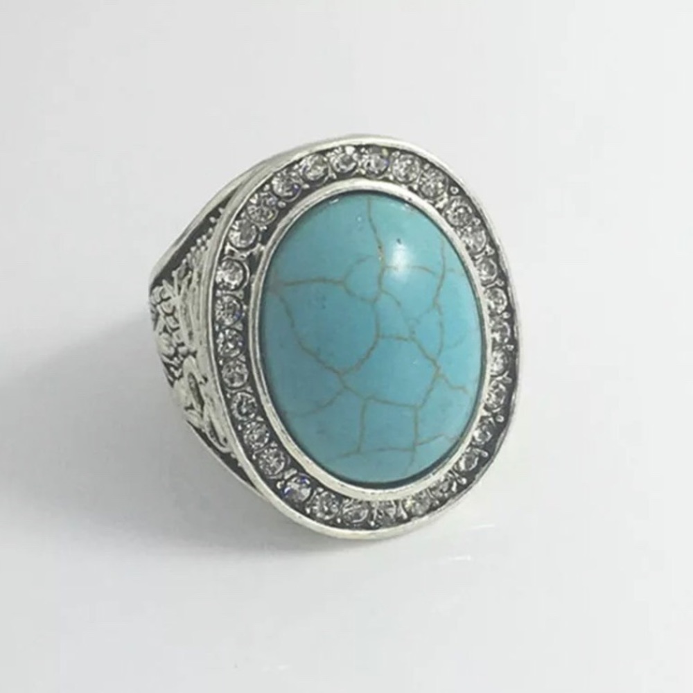Vintage Turquoise Gemstone Ring Silver from China - Picture 1 of 3